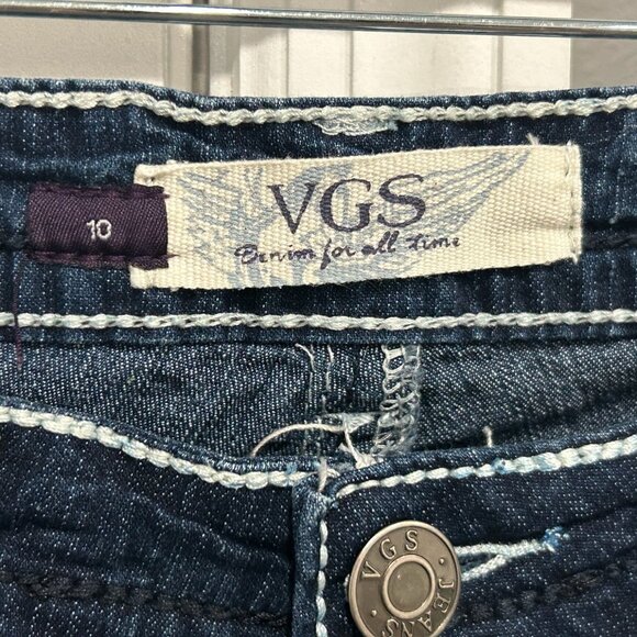 VGS Womens Denim Dark Wash Stretchy Contrast Stitching Bermuda Shorts Size 10 Co - Picture 5 of 10